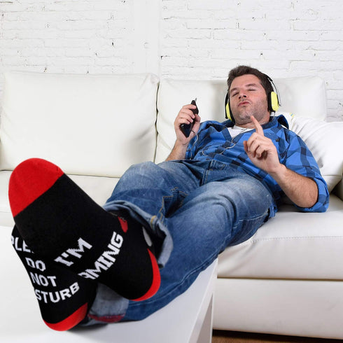 SATINIOR 6 Pairs Do Not Disturb Socks Cotton Funny Gaming Socks for Men Women Christmas Games Lover Gifts, Multicoloured...